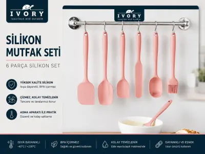 İvory Luccı Silikon Mutfak Seti 6 Parça ( PEMBE ) ( SL 176 )