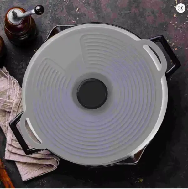 SİLİKON Tencere Kapağı20 cm. GRİ - SİYAH